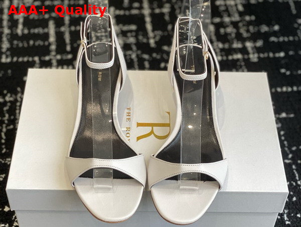 The Row Vika Ankle Strap Kitten Heel in White Leather Replica