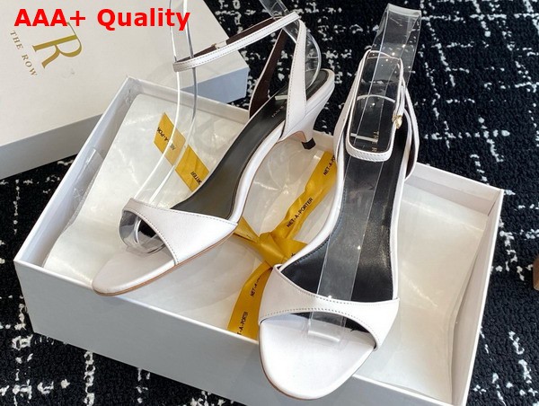 The Row Vika Ankle Strap Kitten Heel in White Leather Replica