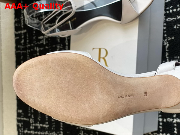 The Row Vika Ankle Strap Kitten Heel in White Leather Replica