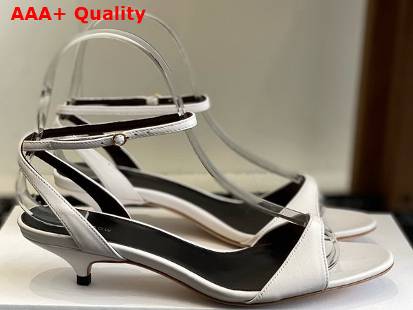 The Row Vika Ankle Strap Kitten Heel in White Leather Replica