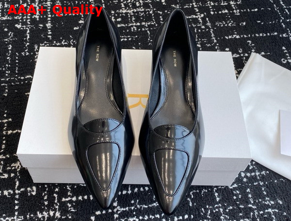 The Row Viv Kitten Heel in Black Leather Replica