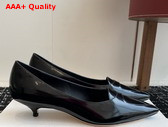 The Row Viv Kitten Heel in Black Leather Replica