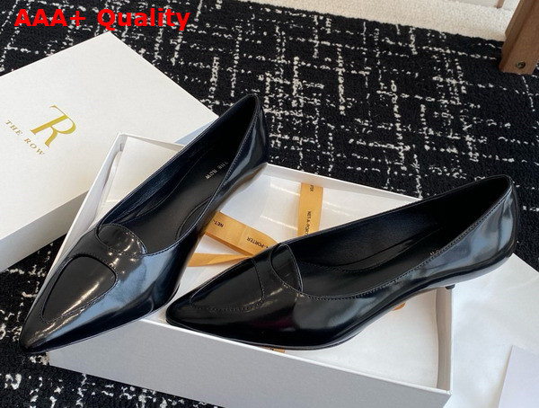 The Row Viv Kitten Heel in Black Leather Replica