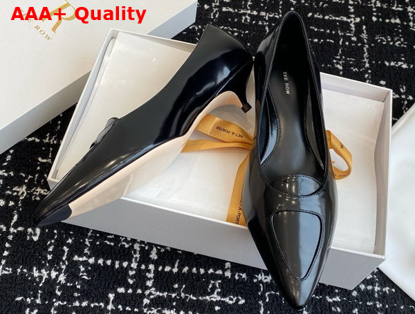 The Row Viv Kitten Heel in Black Leather Replica