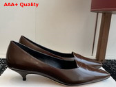 The Row Viv Kitten Heel in Light Brown Leather Replica