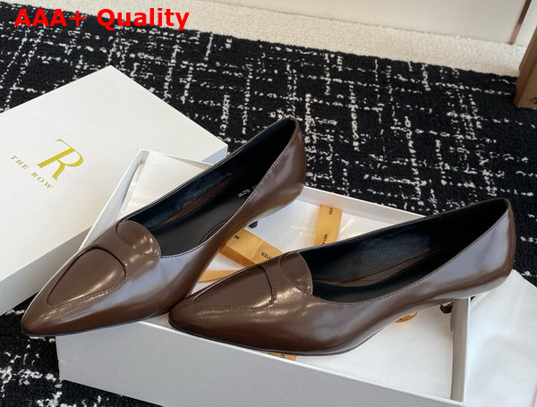 The Row Viv Kitten Heel in Light Brown Leather Replica