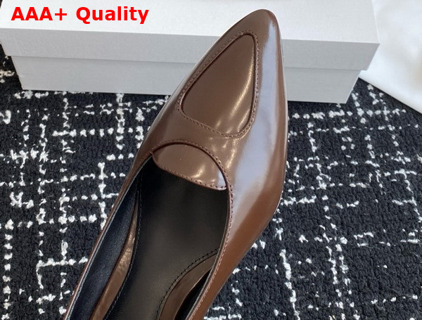 The Row Viv Kitten Heel in Light Brown Leather Replica