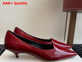 The Row Viv Kitten Heel in Scarlet Leather Replica