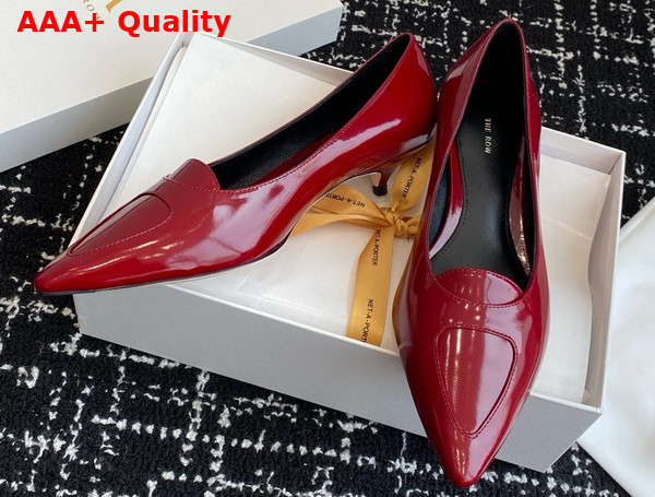 The Row Viv Kitten Heel in Scarlet Leather Replica