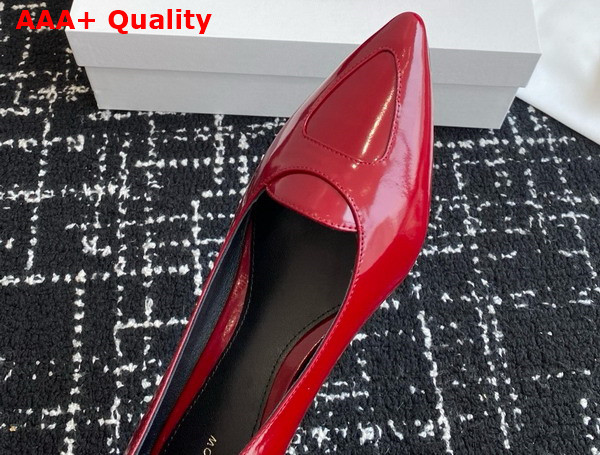 The Row Viv Kitten Heel in Scarlet Leather Replica