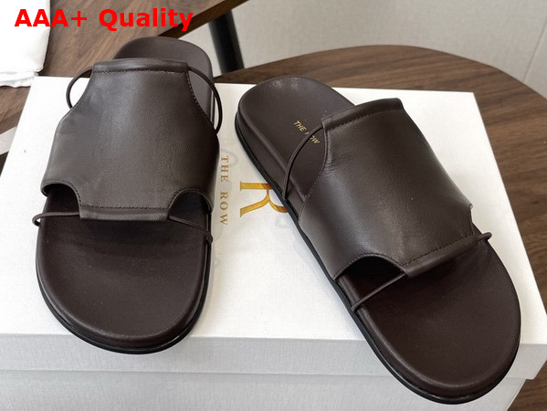 The Row Vivienne Slide Deep Brown Soft Nappa Leather with Wide Strap Replica