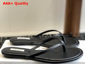 The Row Women Flip Flop in Black Leather Replica