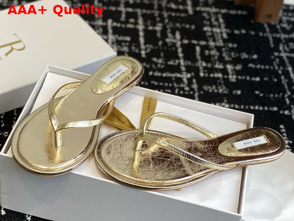The Row Women Flip Flop in Gold Leather Replica
