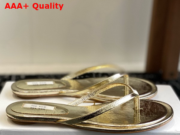 The Row Women Flip Flop in Gold Leather Replica