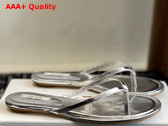 The Row Women Flip Flop in Silver Leather Replica