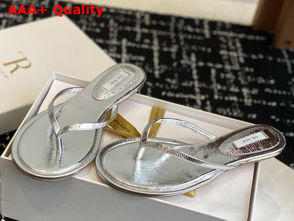 The Row Women Flip Flop in Silver Leather Replica