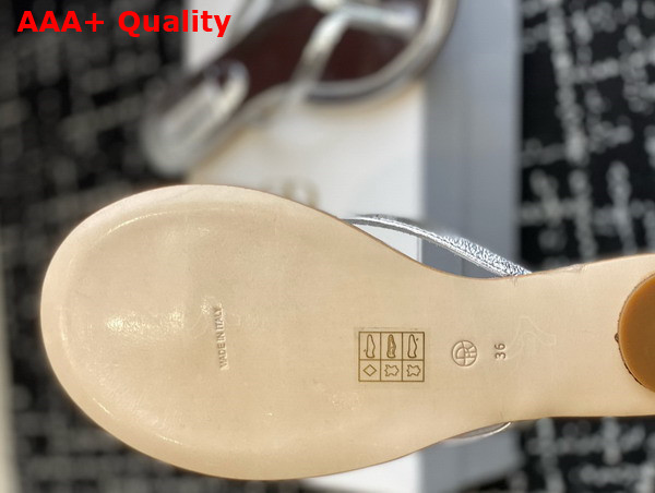 The Row Women Flip Flop in Silver Leather Replica