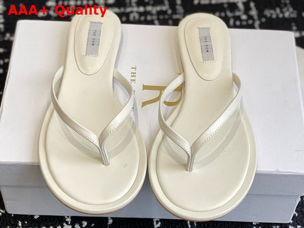 The Row Women Flip Flop in White Leather Replica