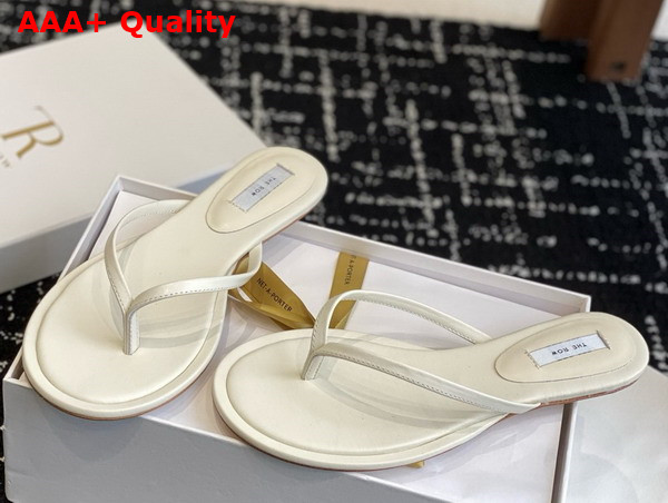 The Row Women Flip Flop in White Leather Replica