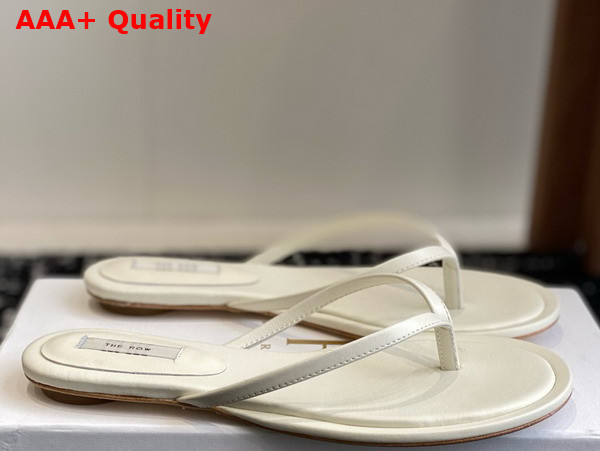 The Row Women Flip Flop in White Leather Replica
