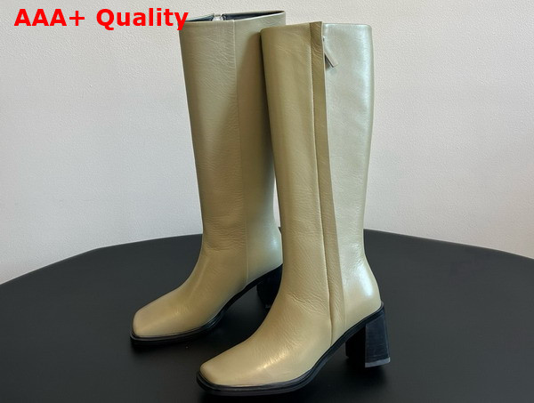 The Row Zippy Boot in Khiki Leather Replica