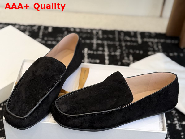 The Row leo Slipper in Lacquer Black Suede Replica
