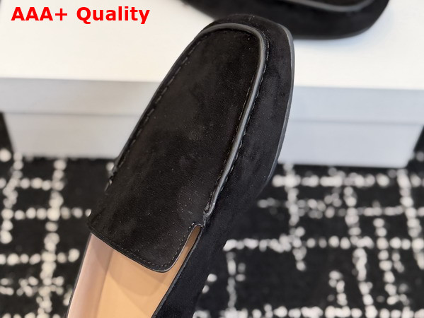 The Row leo Slipper in Lacquer Black Suede Replica