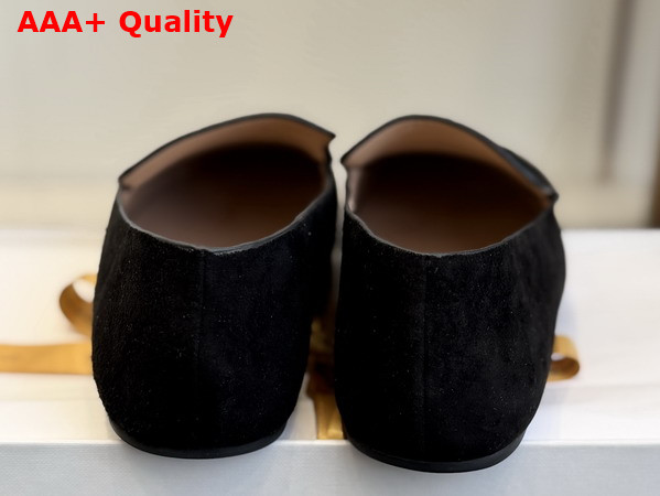 The Row leo Slipper in Lacquer Black Suede Replica