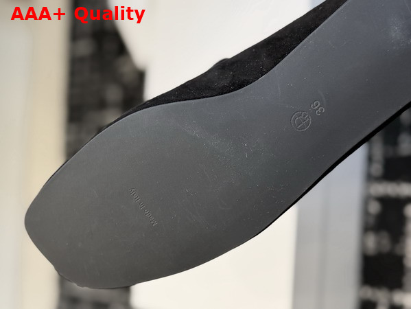 The Row leo Slipper in Lacquer Black Suede Replica