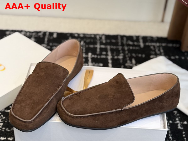 The Row leo Slipper in Lacquer Brown Suede Replica