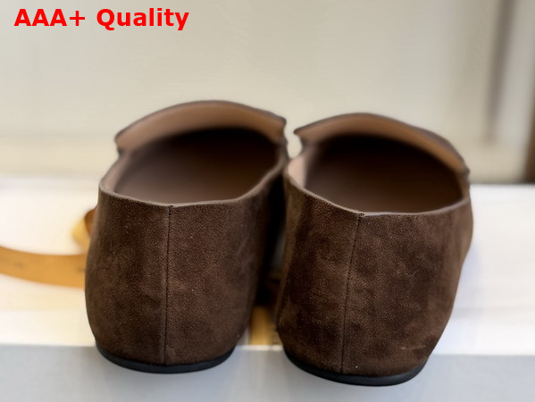 The Row leo Slipper in Lacquer Brown Suede Replica