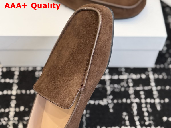 The Row leo Slipper in Lacquer Brown Suede Replica