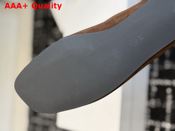 The Row leo Slipper in Lacquer Brown Suede Replica