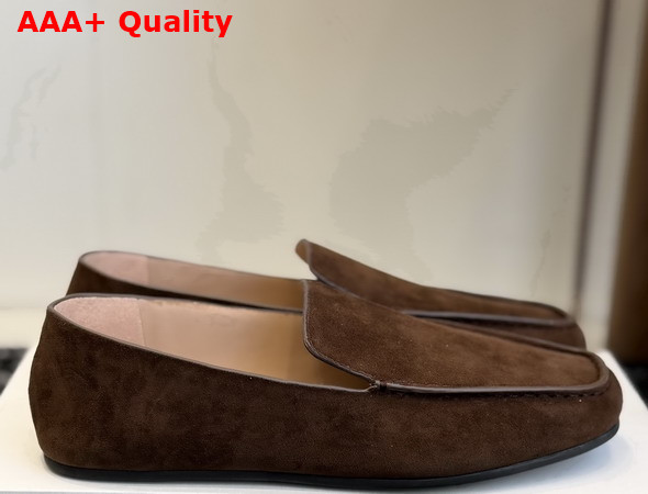 The Row leo Slipper in Lacquer Brown Suede Replica